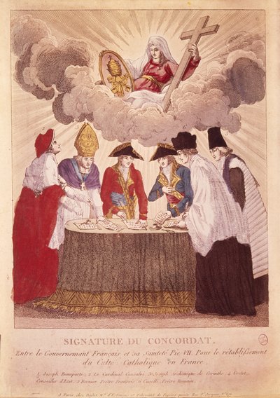 Signing the Concordat between Napoleon and Pope Pius VII, 15th July 1801 by Basset